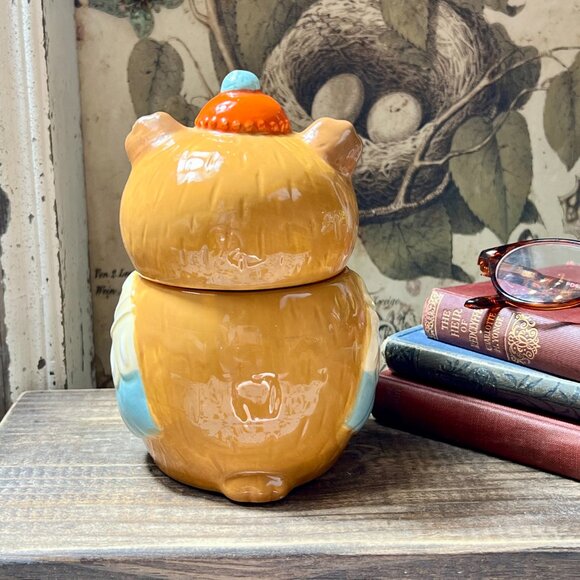 Earthenware Ceramic Owl Jar with Beanie Hat  - - Picture 7 of 12